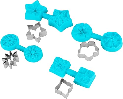 Vista 3 de Pastel de fondant, 4 juegos de flores, pastel de fondant, margarita, rosa, crisantemo, pastel de chocolate, bandeja de silicona para dulces con 4