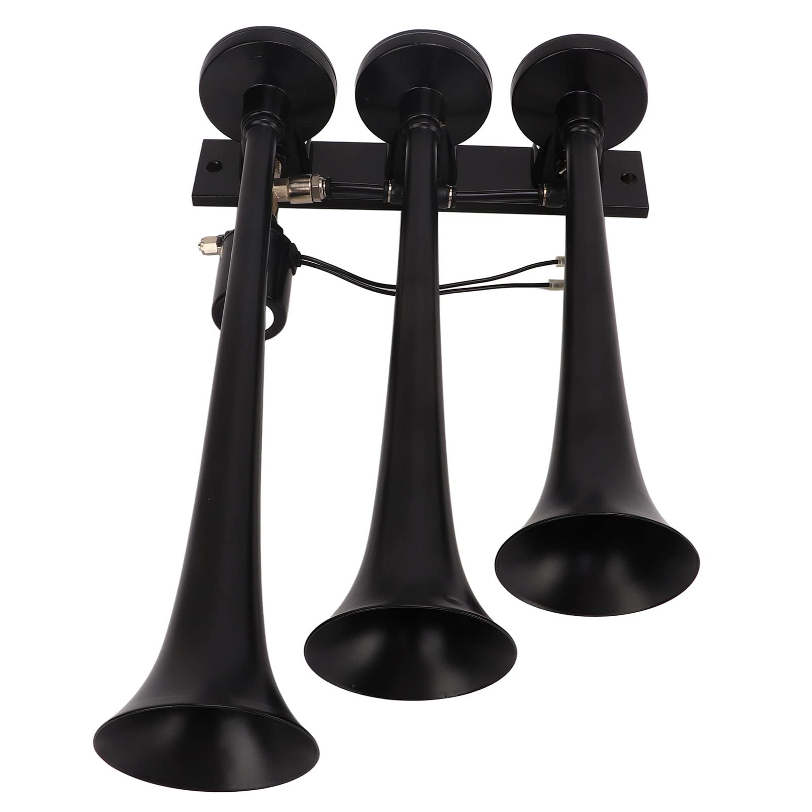 Tromba d'aria a tromba DC 12V a 3 fori da 135 dB per camion, barche, yacht, lega di alluminio nera