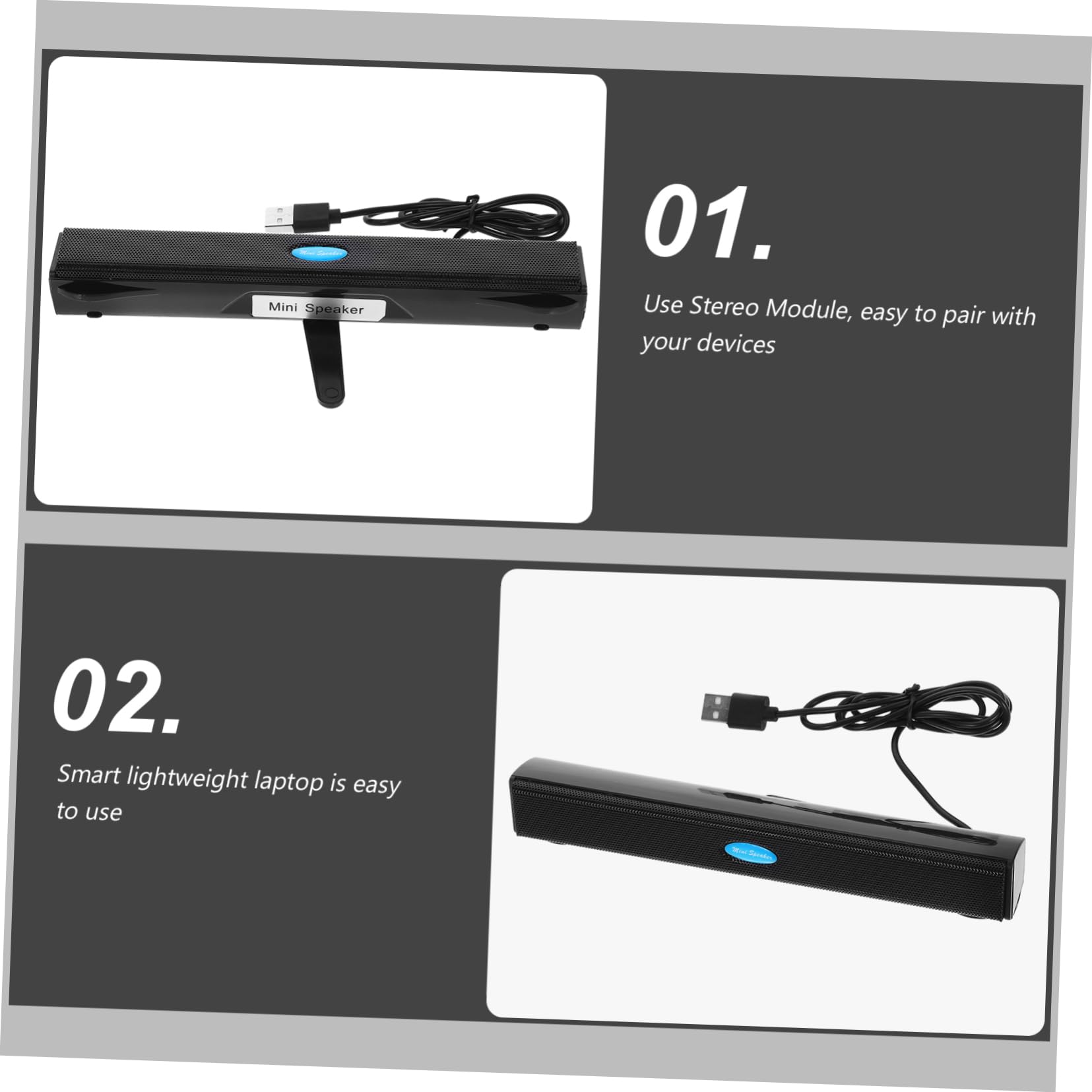 Yardenfun -19 Mini Sound Bar for Notebook Tablet Mobile Stereo Module 360° Surround Sound