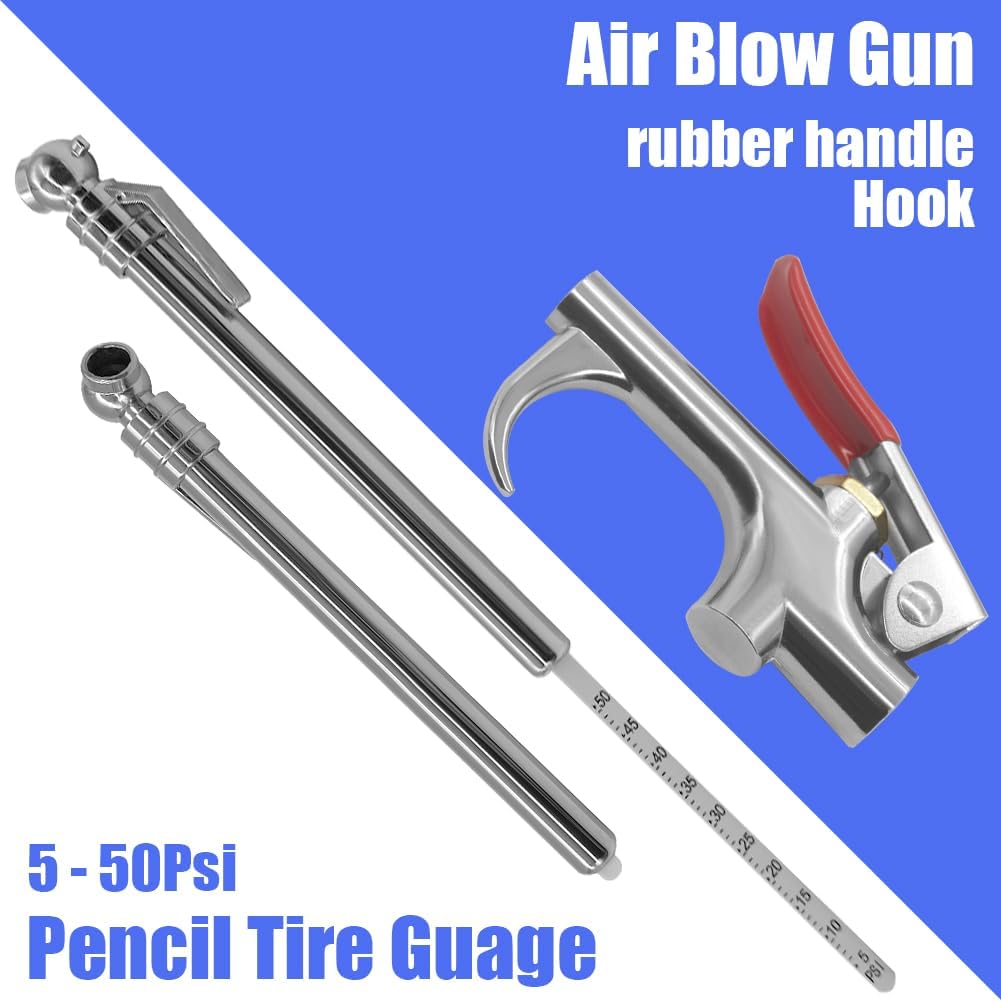 Air Blow Gun Kit Rubber Guard Nozzle,Air Blower Gun, Air Compressor Accessories Dust Cleaning Tool Pneumatic Tools (14 Pieces)