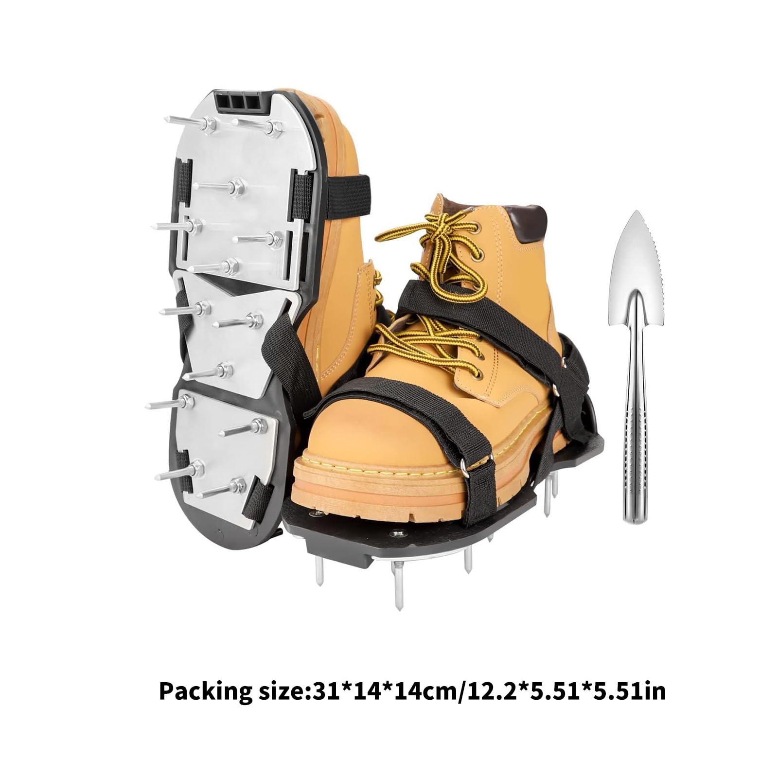 Aérateur de pelouse ergonomique et pelle pour l'aération du sol, la maison, le jardin ou la ferme, chaussures en métal