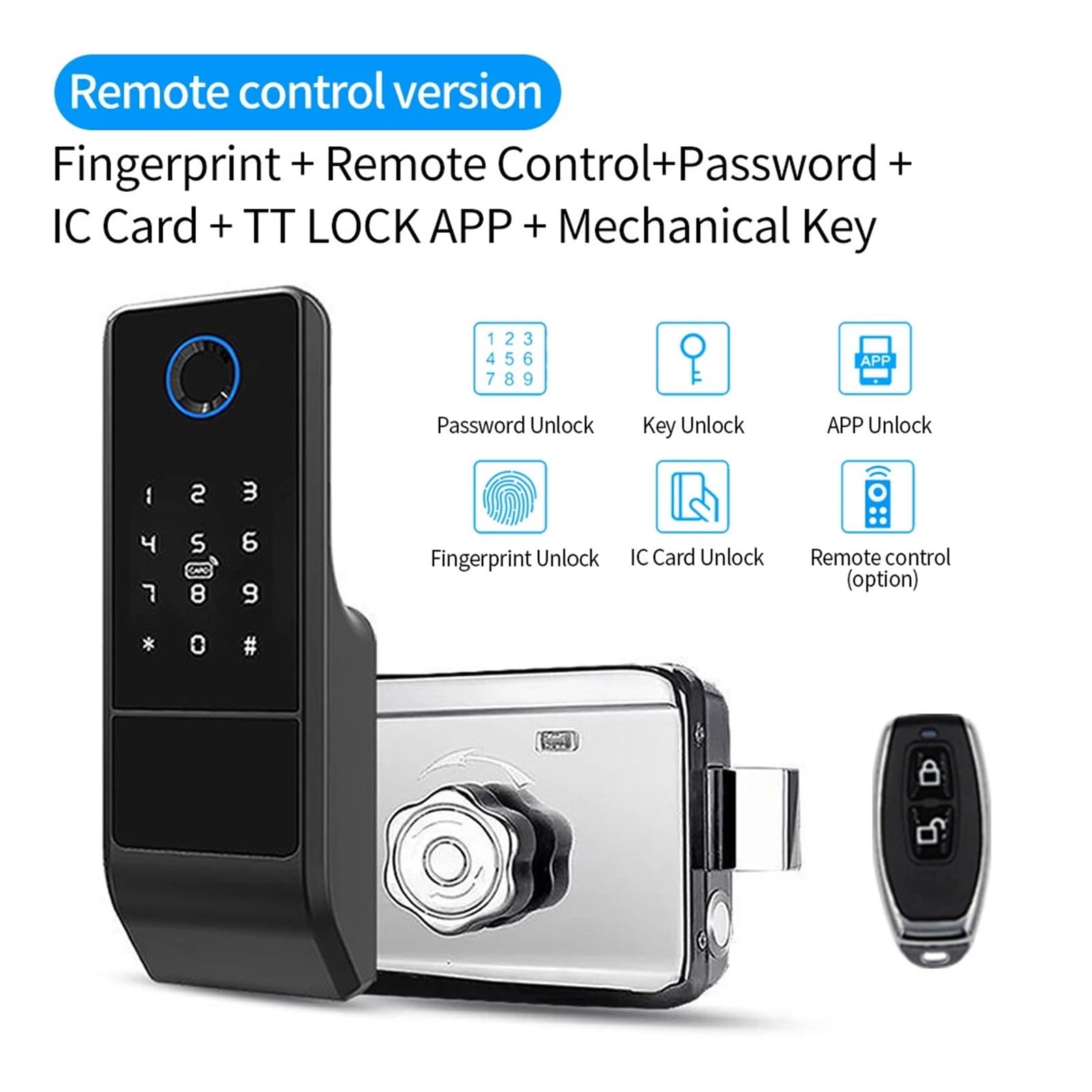 Serratura Intelligente, Serratura for porta intelligente senza chiave con codice di accesso for serratura for cancello esterno impermeabile impronta digitale Bluetooth