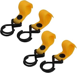 New Lon0167 4pcs 11lb Featured Capacity Adjustable Hook reliable efficacy Loop Closure Stroller Hanger Yellow(id:51b 9e 24 b01)