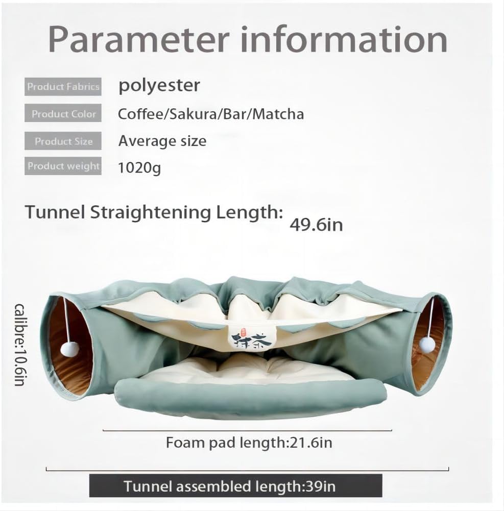 Collapsible Cat Tunnel，Soft Tunnel Tubular Toy That，at beds for Indoor Cats Washable，Suitable for Small Dogs and Kittens (Caffeine)
