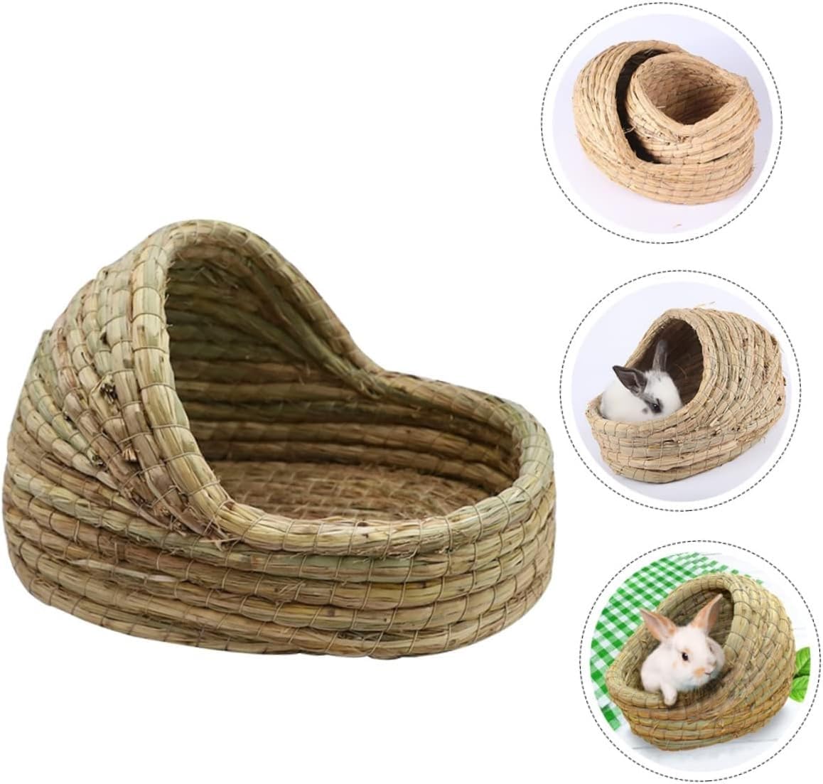 Gniazdo królika Kryjówka dla królików Chatka chomika Legowiska Królik Trawa Łóżko Pościel Zabawka do żucia Zwierzęta C(Ax3pcs,20X15CM)