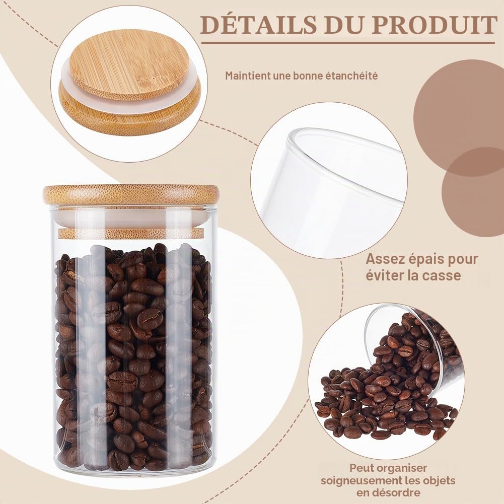 12 bocal en Verre avec Couvercle Distributeur de Coton Tige Récipients de Stockage Nourriture Petits Pots à Herbes pour la Maison la Salle de Bain la Cuisine le Garde Manger le Maquillage