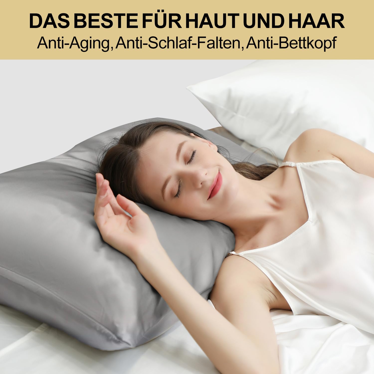ZIMASILK 100% Mulberry Silk Pillowcase for Hair and Skin,Both Sides 19 Momme Silk, 1pc (40x60 cm, Dark Grey) - Image 3