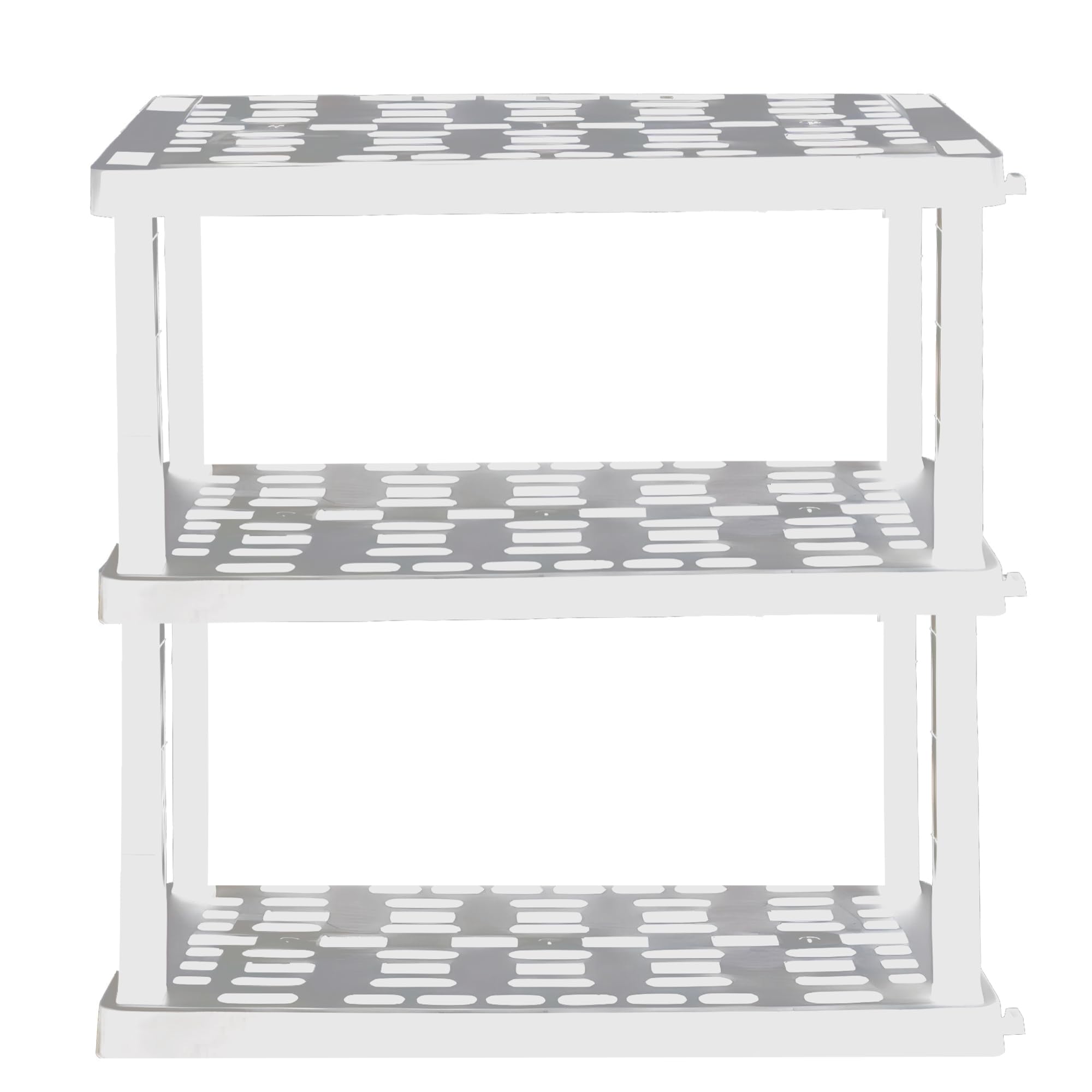 Koolatron Oskar 3 Tier Plastic Shelf, Garage Shelving Unit, Rack and Storage Shelves - Ideal for Storage Shed, and Shelf Organizer - Perfect for Garage Storage and Shelving Solutions,White