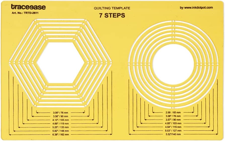 Traceease Quilting Template Stencils DIY Sewing Machine Quilt Ruler Quilting Tools, Hexagon & Circle