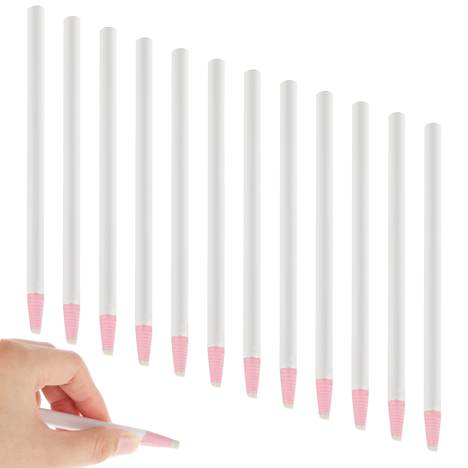 10 Pcs Tailors Chalk Pencils White Marking Pencils, Washable Fabric Tailor Markers for Sewing Pencil for Fabric, Dressmaker (17cm)