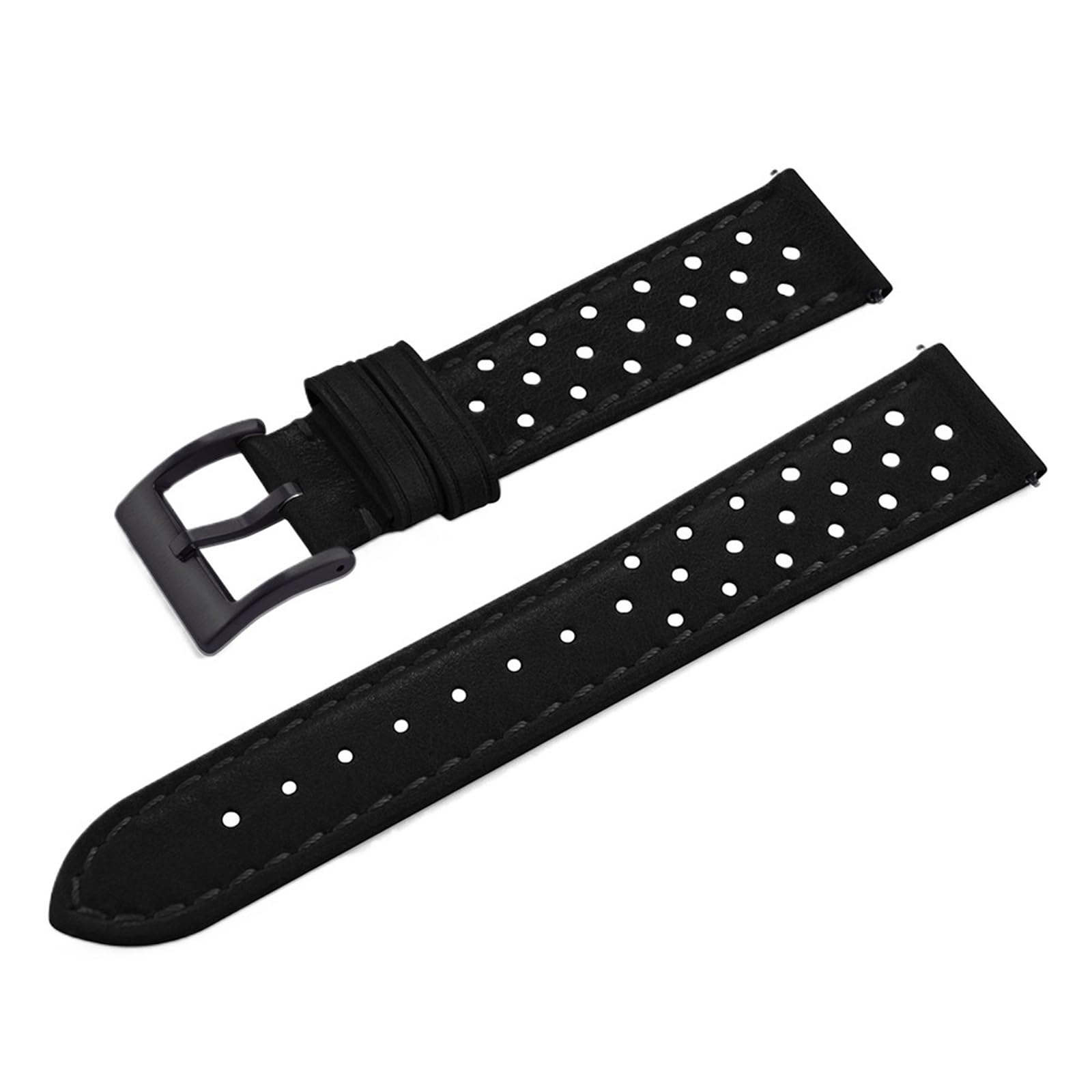 Generico Vintage-Uhrenarmband im Racing-Stil: perforiertes Leder, Schnellverschluss 18-22 mm