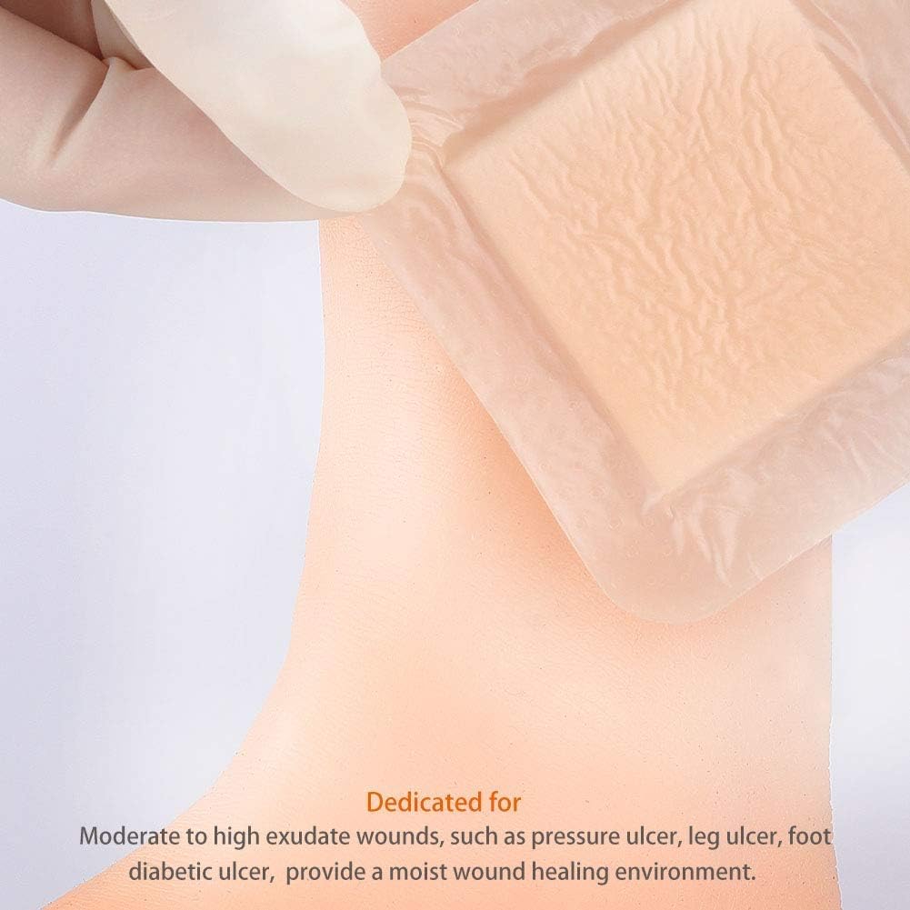 Silicone Foam Dressing with Gentle Adhesive Border 6''x6'' 5 Pack, Painless Removal High Absorbency Waterproof Bed Sore Bandage for Pressure Ulcer, Leg Ulcer, Diabetic Foot Ulcer by EalionMed : Health & Household