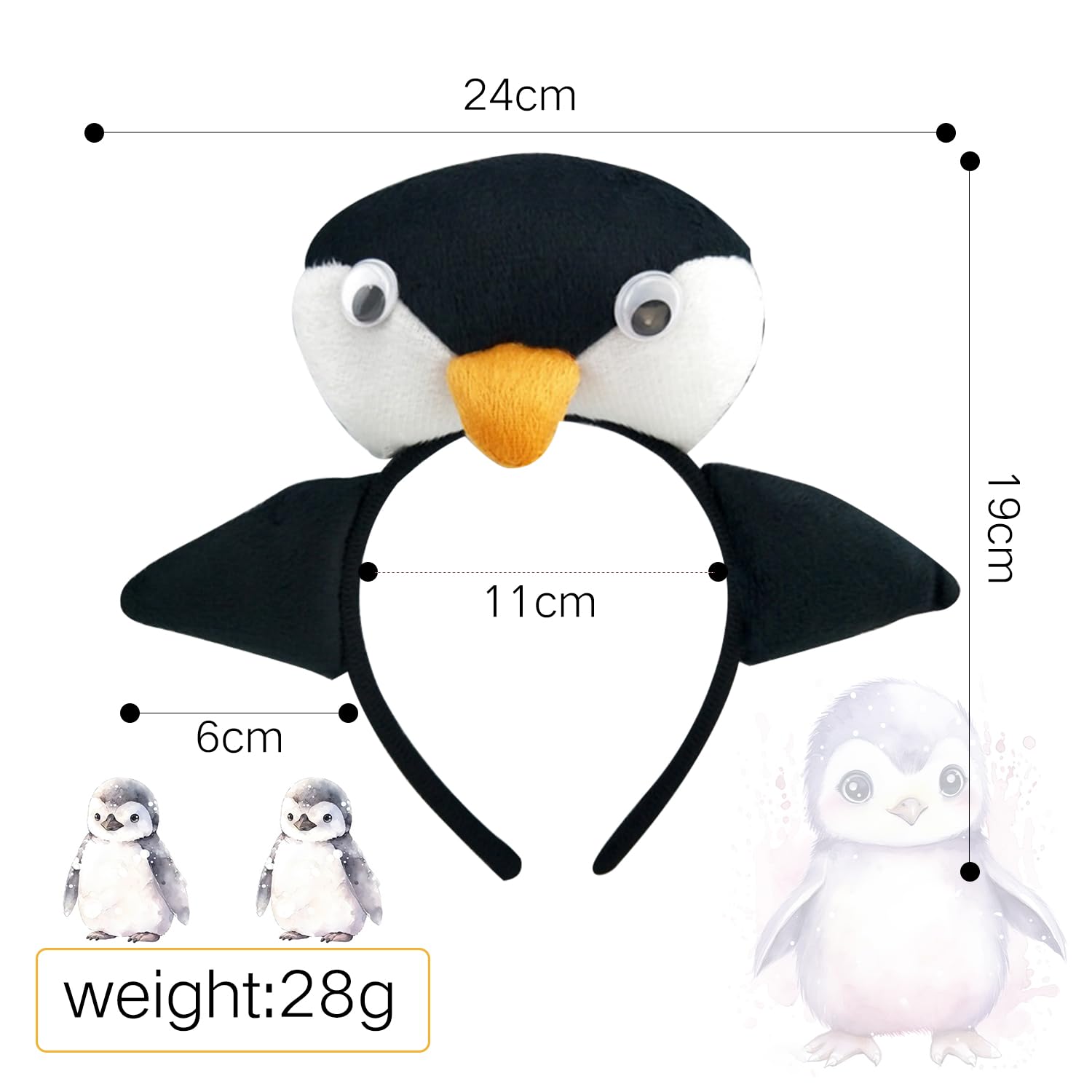 Nereds 2pcs Penguin Headband Halloween Festival Children Props Headband Animal Headwear for Costumes and Playtime - Image 2