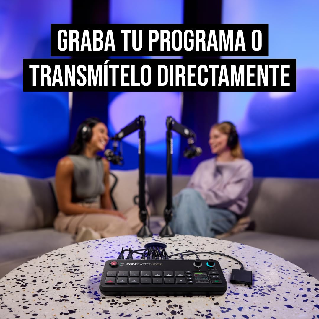 RØDE RØDECaster Video, Conmutador de vídeo profesional e interfaz de audio, Multi-cámara, 6 x entradas de vídeo (HDMI y USB), 1080p60, Escenas de múltiples fuentes