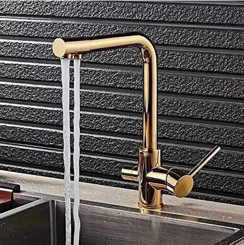Robinet doré pour cuisine de ferme et bar chic avec mitigeur à trois voies