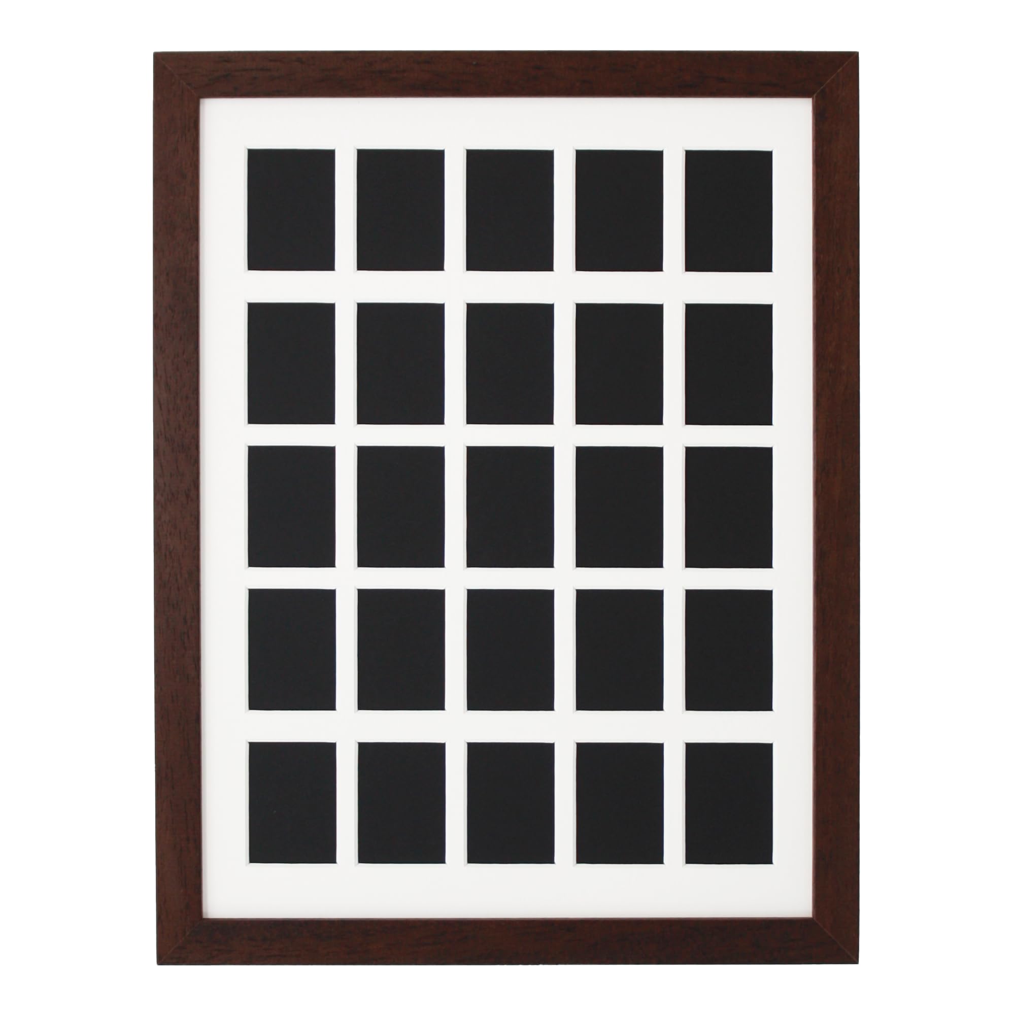 Instax Mini Multi Aperture Wooden Frame. Suits twenty-five photos taken with an instax mini camera. Designed to Show the Photo only - Not the white instax Border. (Walnut)
