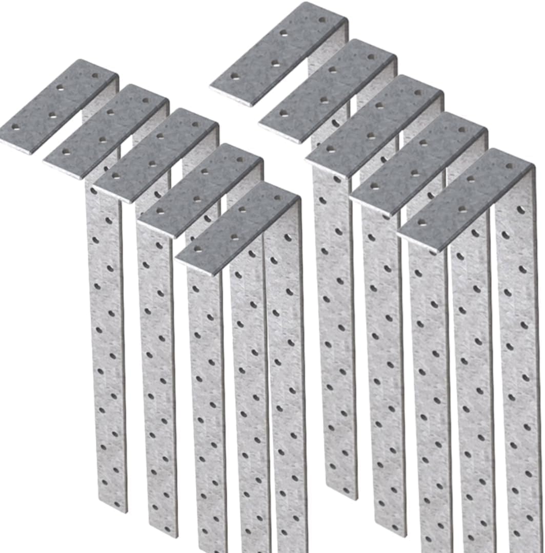 ABS 10X Wall Plate Bent Restraint Straps Heavy Duty 4mm (600–1200 mm)– Galvanised (600mm)