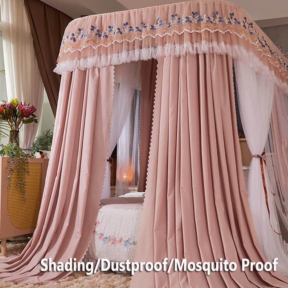 Deluxe Doppelschichtbett-Baldachin Moskitonetz, 4-Jahreszeiten-Universal-Bett-Vorhang mit Klammer, romantische Schlafzimmerdekoration (Farbe: Grün, Größe: 150x200x210 cm)