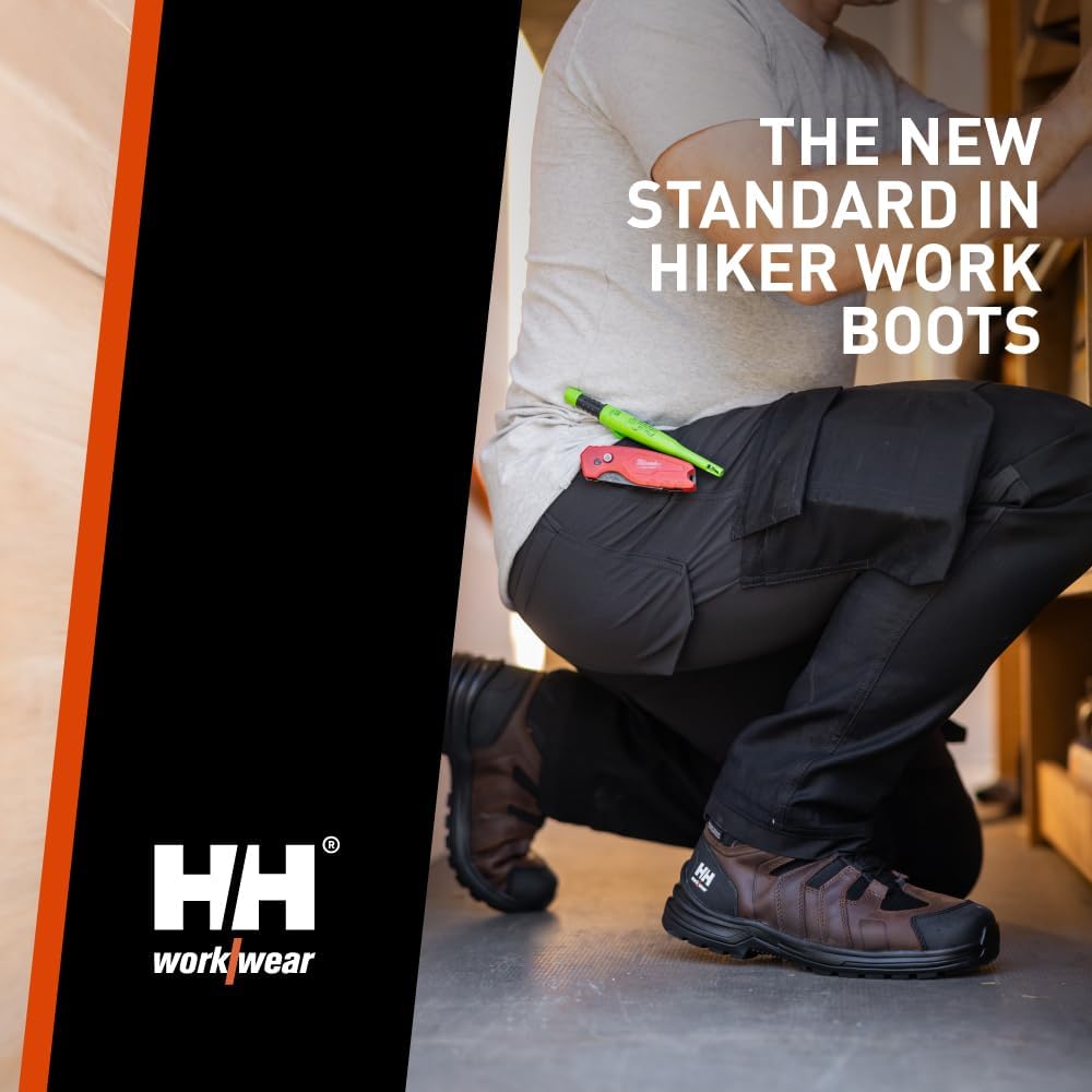 Helly Hansen Oslo Hiker Mid EH Work Boots - Light Hiking Shoes - All Day Comfort Mens Boots - Slip Resistant Work Shoe - Leather and Ripstop Polyester - Molded Toe and Heel Overlays