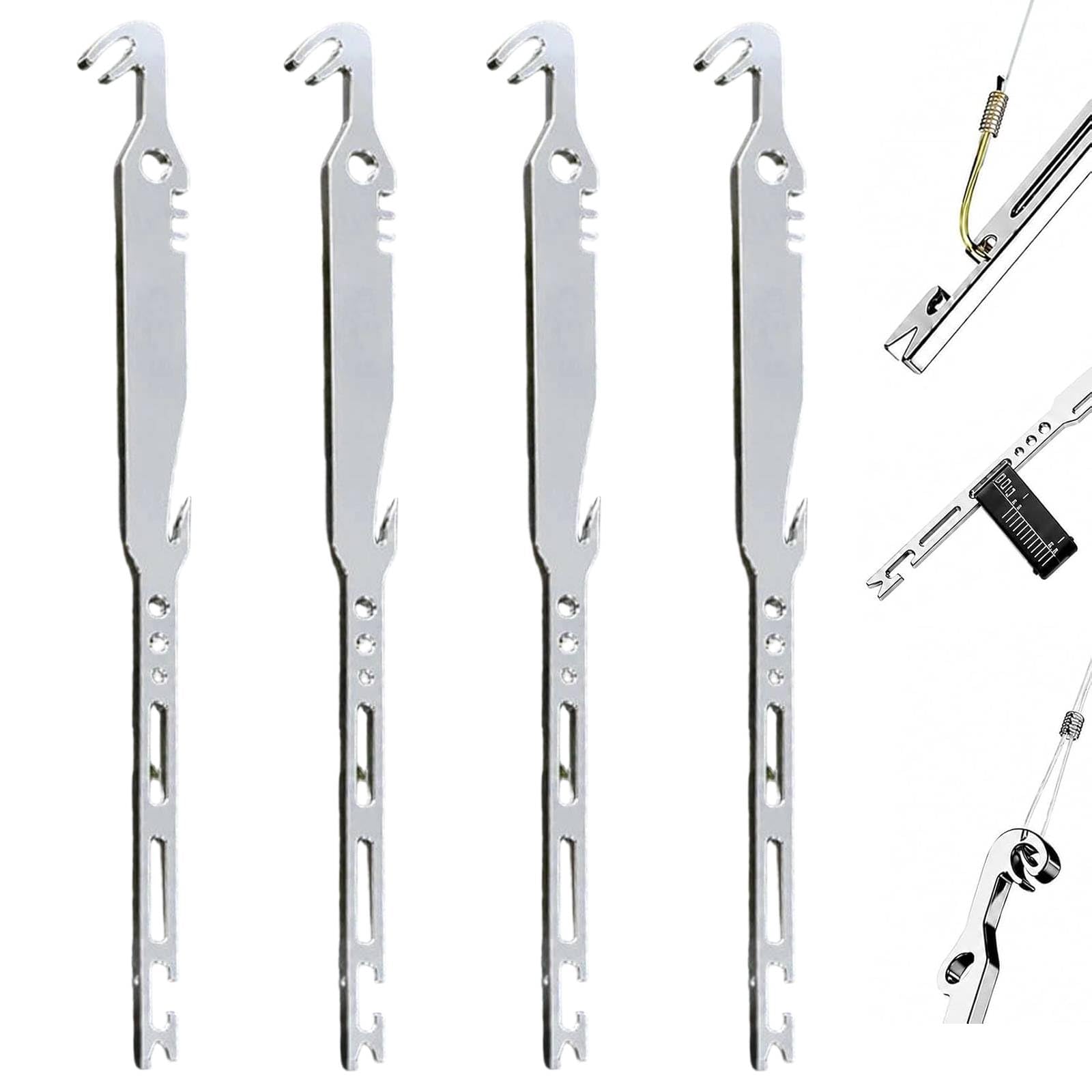 BliBlum 6-in-1 Stainless Steel Fishing Multi Tool Hook Remover and Knot Tyer, Fishing Hook Remover, Fishing Hook Tying Tool, Saltwater & Freshwater Hook Extractor Pliers, Tackle Accessories，4PC