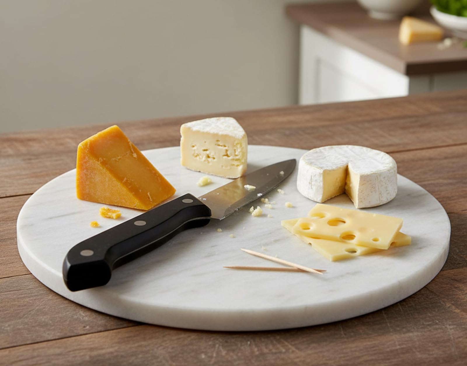 KLEO Planche à découper en marbre Planche à découper Planche à fromage Plateau à fromage Appareil de cuisine Service à vin Anniversaire Cadeau d'entreprise (22,9 cm rond)…