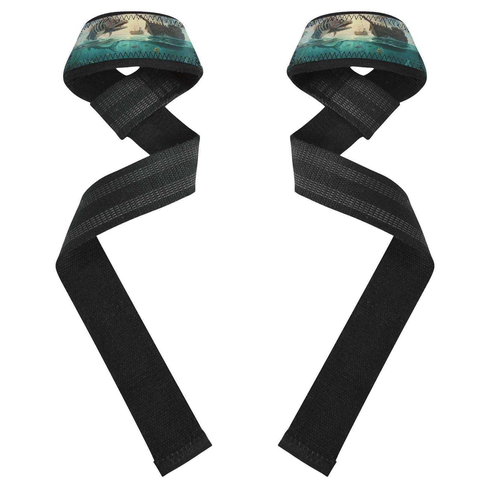 STAYTOP Piranhas and Pirate Ships Wrist Straps for Weightlifting,Lifting Straps with Neoprene Cushioned Wrist Padded and Anti-Skid Silicone for Strength Training,Bodybuilding,Deadlifting