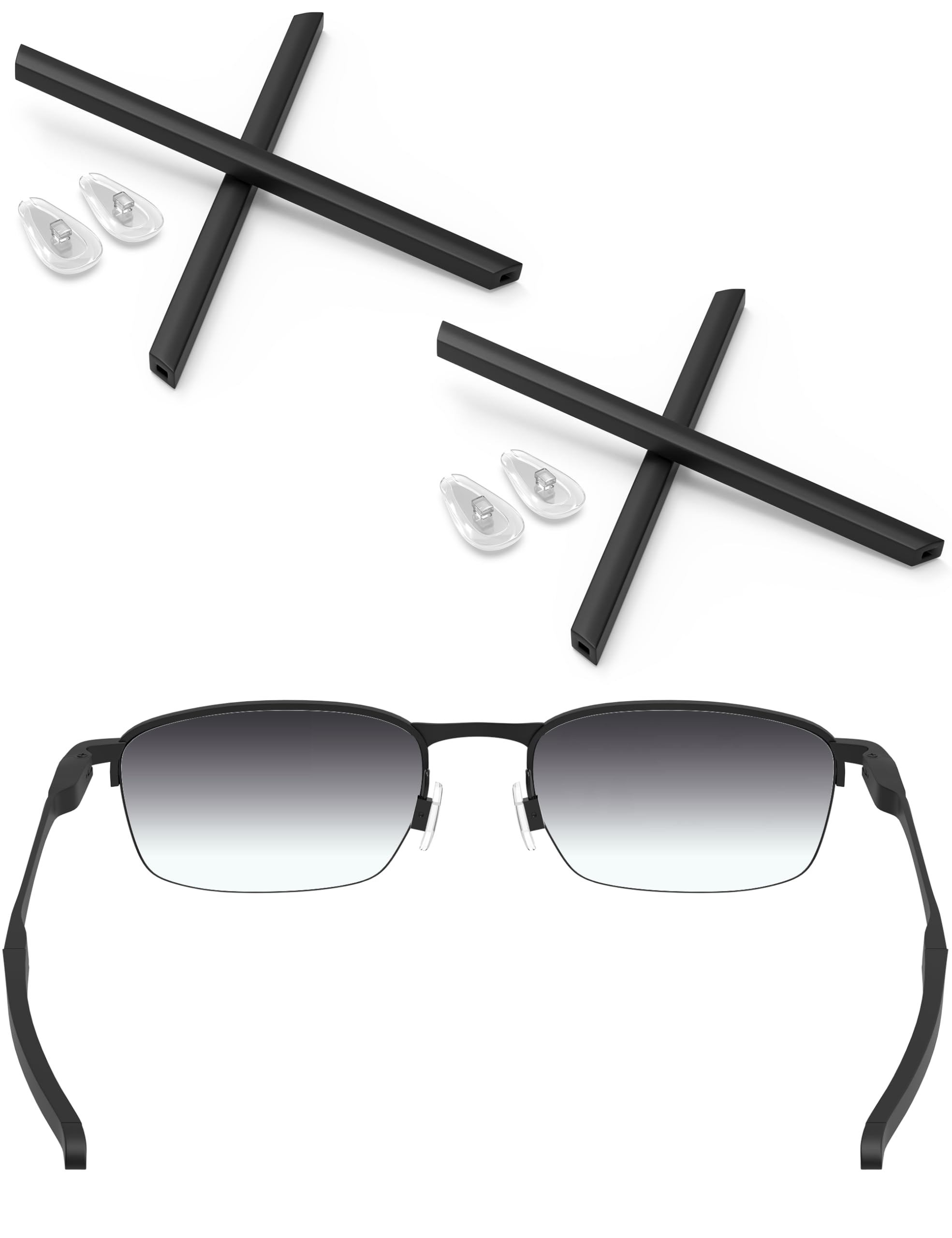ToughAsNails Kit di 2 paia di gommini di ricambio per auricolari e naselli per occhiali Oakley Barrelhouse OX3173/Barrelhouse 0,5 OX3174, nero e nero