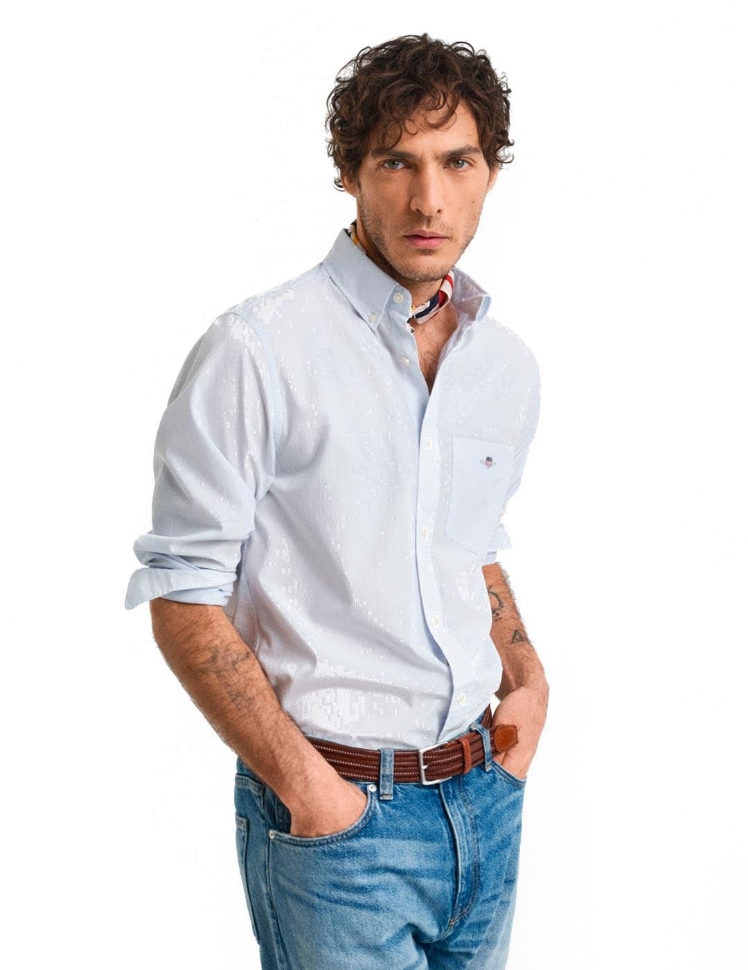 GANT Mens Poplin Banker Shirt Pale Blue L
