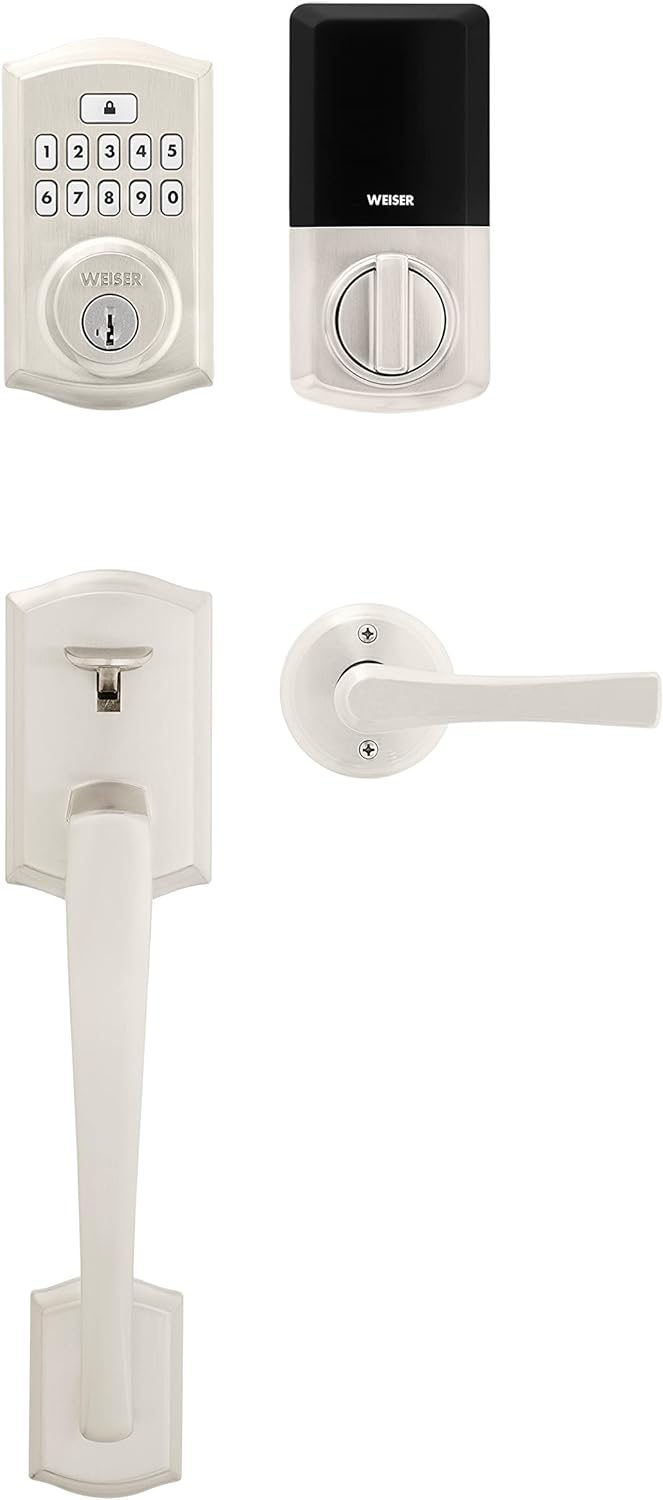 Weiser Satin Nickel Front Door Lock and Handle Set, SmartCode Keypad