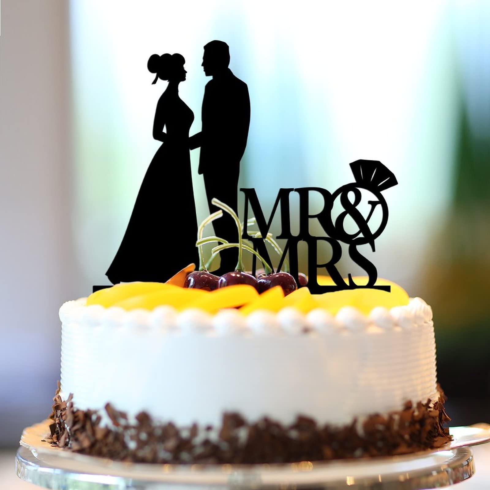 Topper Per Torta Da Sposi Personalizzato Con Cagnolino, Silhouette Mr & Mrs In Acrilico Nero Per Matrimonio O Fidanzamento - 5