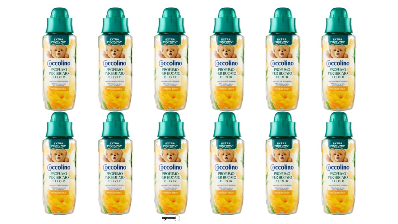 12x Coccolino Profumo per Bucato Elixir Bouquet Estivo, Flüssiges Wäscheparfüm, mit ätherischen Ölen angereichert, 342 ml,+ Italy Shop Service Kostenloser Schlüsselanhänger
