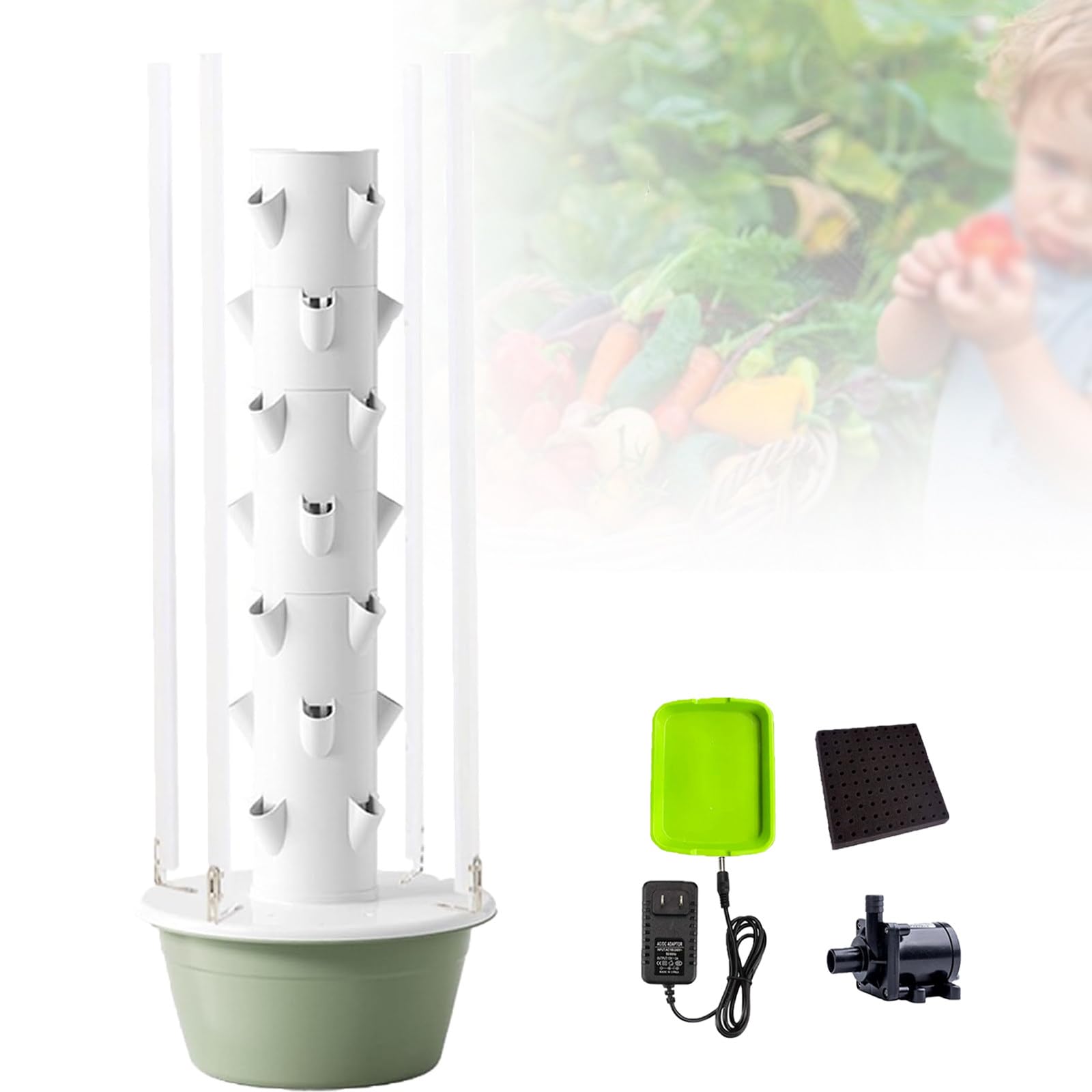 Cultivo Hidropónico, Torre Hidropónica Vertical de 5/7/9 Niveles, Jardinería de Interior, Kit de Germinación para Plantas de Interior para Hierbas, Frutas y Verduras 7Layer-LED