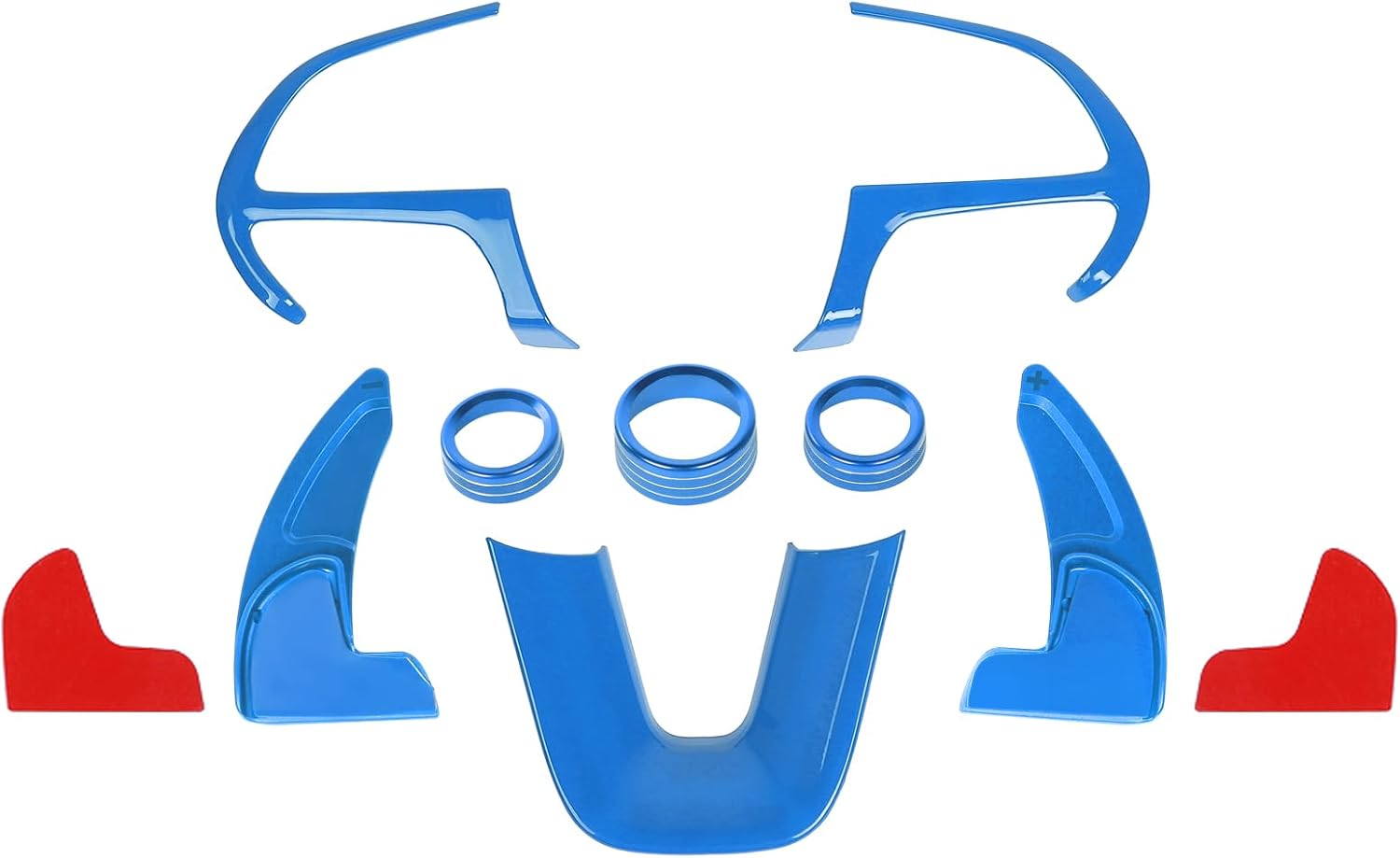 Steering Wheel Shift Paddle Extended Shifter Trim AC Radio Knob Covers Kit fit for Dodge Charger Challenger 2015+ Interior Accessories,Red