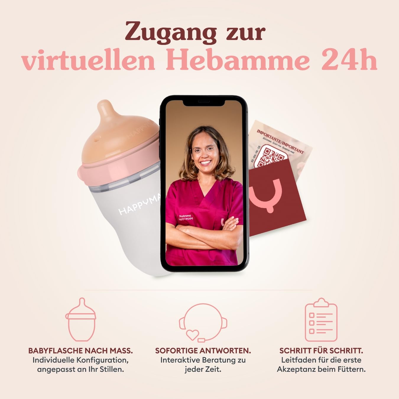 Happymami 2er Set Babyflaschen (Brustähnlich) - Baby Erstausstattung für Neugeborene - Personalisierbar & Anti-Kolik - Ideal für Zwiemilch, BPA-Frei (Rosa 150ml)
