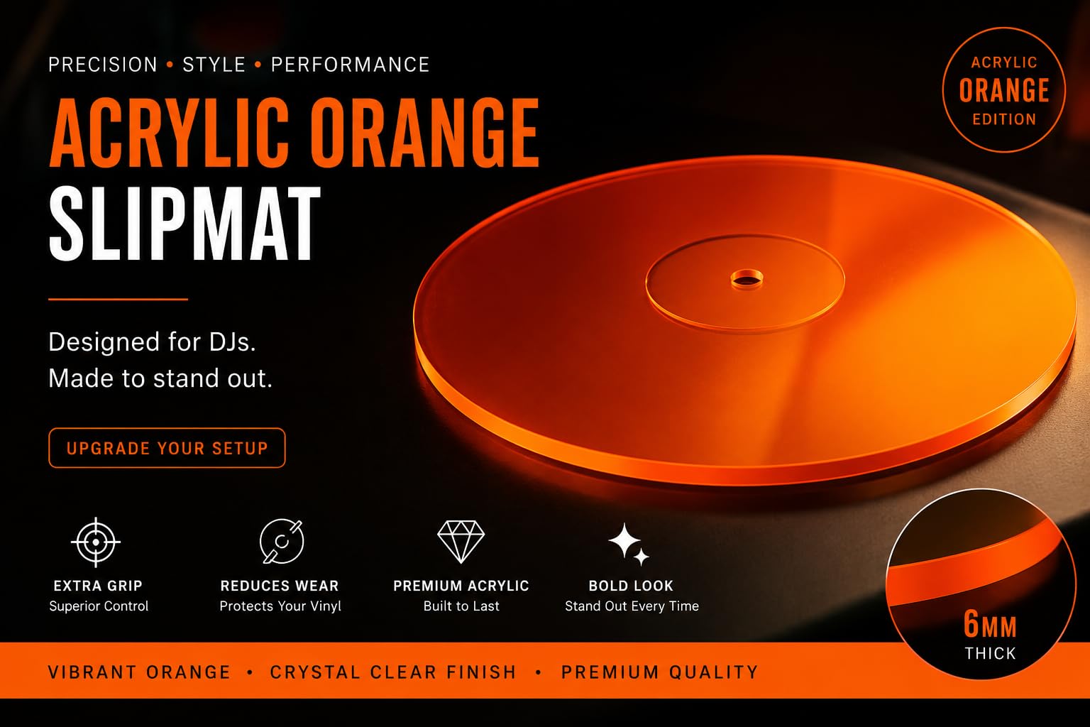 Alfombrilla para tocadiscos, alfombrilla acrílica para tocadiscos de vinilo LP de 2,7 mm de grosor para un mejor soporte de sonido en el tocadiscos, proporciona graves antiestáticos y más a