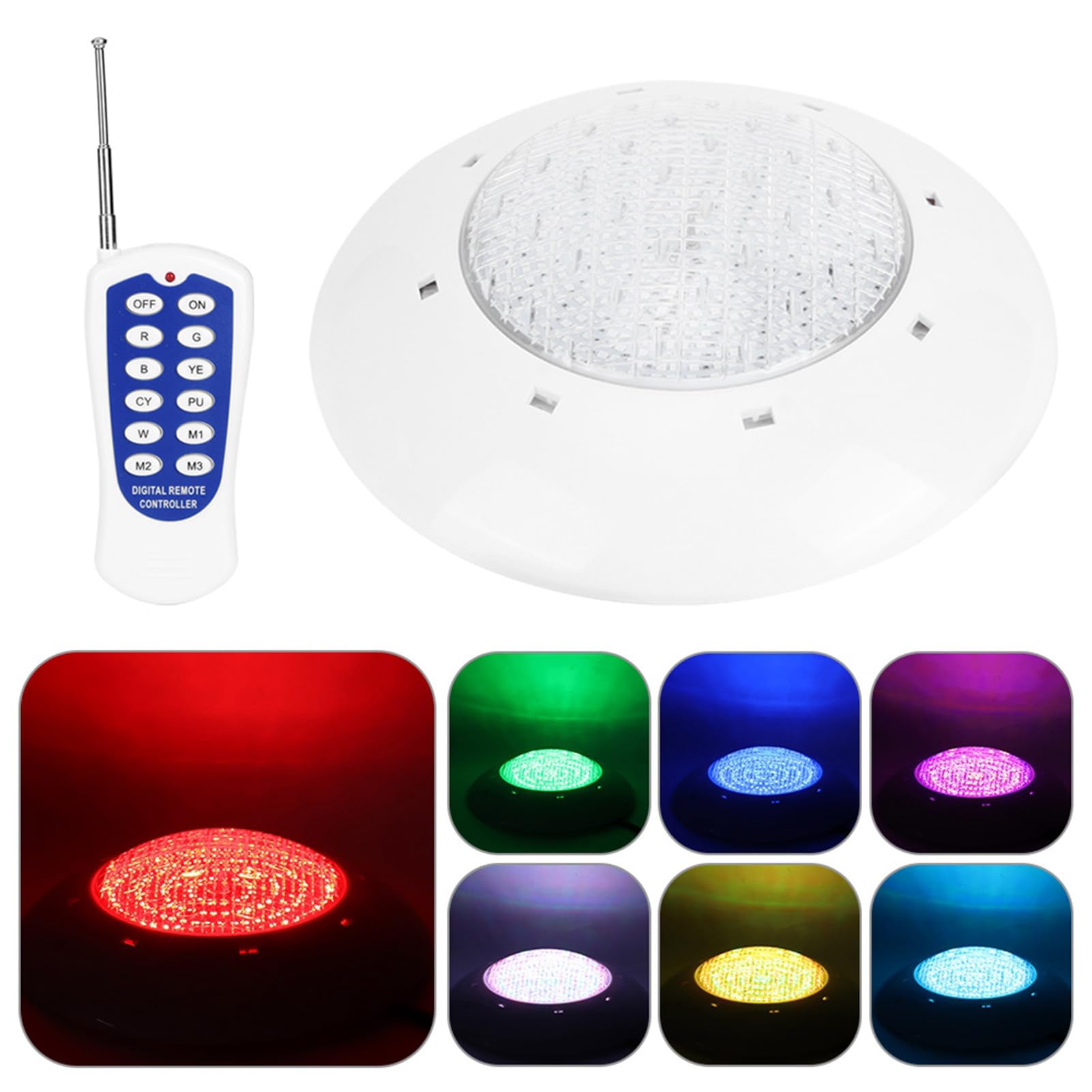 Ausla 360LED Schwimmbad-Wandleuchte, PC ABS RGB Unterwasser-Poolleuchte 35W 3000lm mit Fernbedienung, IP68 Pool-Wandleuchte für Eingelassene Pools, Brunnen, Teiche, Gärten