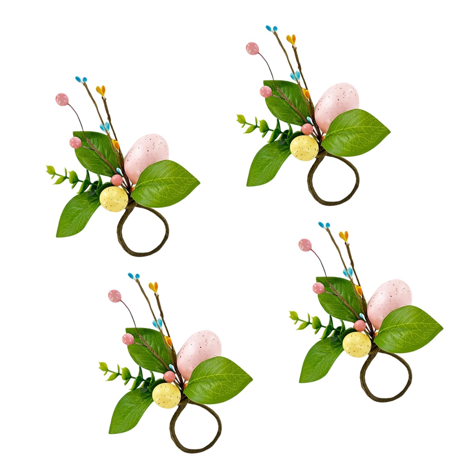 Safe Easter Decoration Napkin Rings Silk Leaves and Simulated Grass for Family Dining Sustainable Tableware