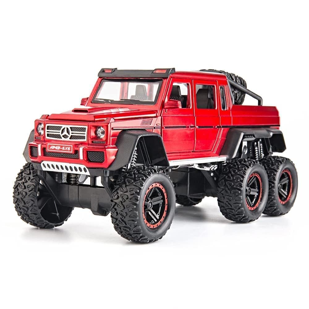 1/22 Big Mercedes AMG G63 6X6 Toy Car Metal Pull Back Diecast Car with Openable Door and Sound Light, Gifts Toys for Kids【 RED 】