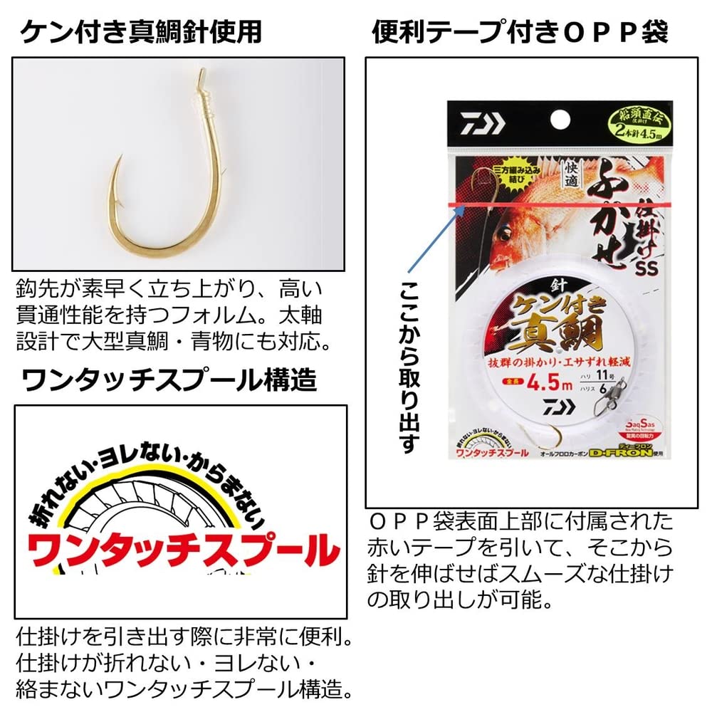 Daiwa 10-5 Comfortable Fukase Mechanism SS Red Sea Bream, Blue Blue, 1 Set of 2 Needles, 13.4 ft (4.5 m)