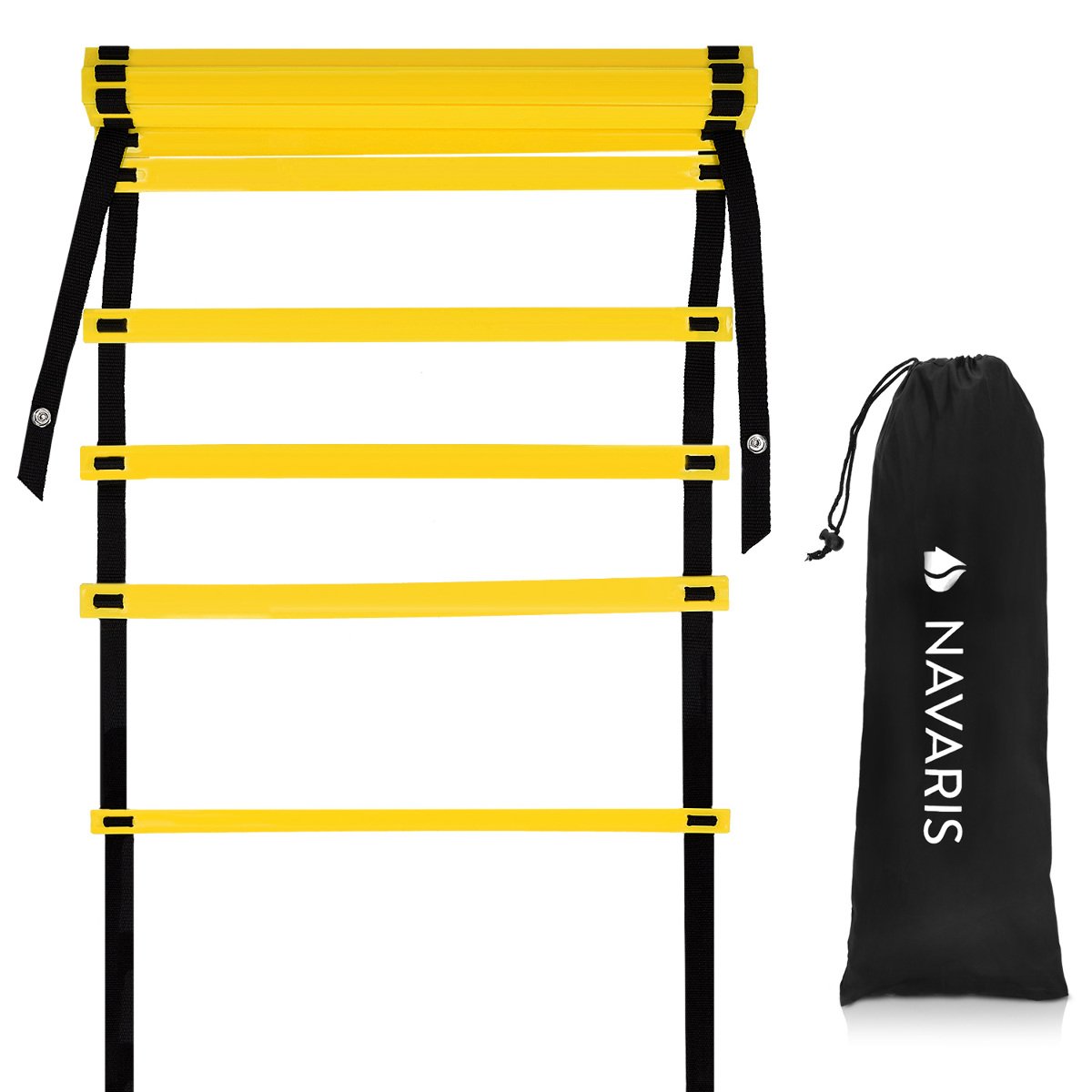 Navaris Drabina Speed Ladder 6 m – Drabina zwinności z 12 regulowanymi szczeblami – sprzęt do użytku wewnątrz i na zewnątrz do treningu piłki nożnej i fitnessu – dla dzieci lub dorosłych