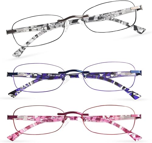 Miniatura 1 de OPTOFENDY Anteojos de lectura sin montura para mujer, lectores para mujeres con bisagras de resorte, bordes tintados, anteojos de lectura con luz