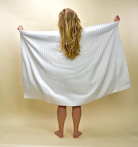 Miniatura 4 de Classic Turkish Towels Juego de 3toallas de baño extragrandes de la colección Brampton acanaladas de lujo de 100 algodón turco gruesas y absorbentes