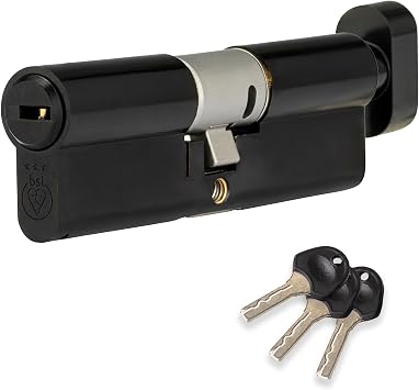 XFORT Colossus Matt Black 3 Star Kitemarked Thumb Turn Euro Cylinder Lock 40EX/40T 80mm, British Standard TS007 Anti-Snap Barrel Lock, Upvc Door Lock.