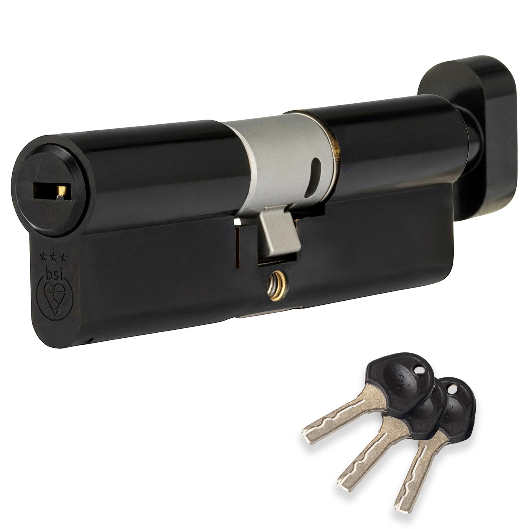 Xfort Black Colossus Matt 3 Star Kitemarked Thumb Turn Euro Cylinder Lock 50Ex/40T (90Mm), British Standard Ts007 Anti-Snap Barrel Lock, Upvc Door Lock.