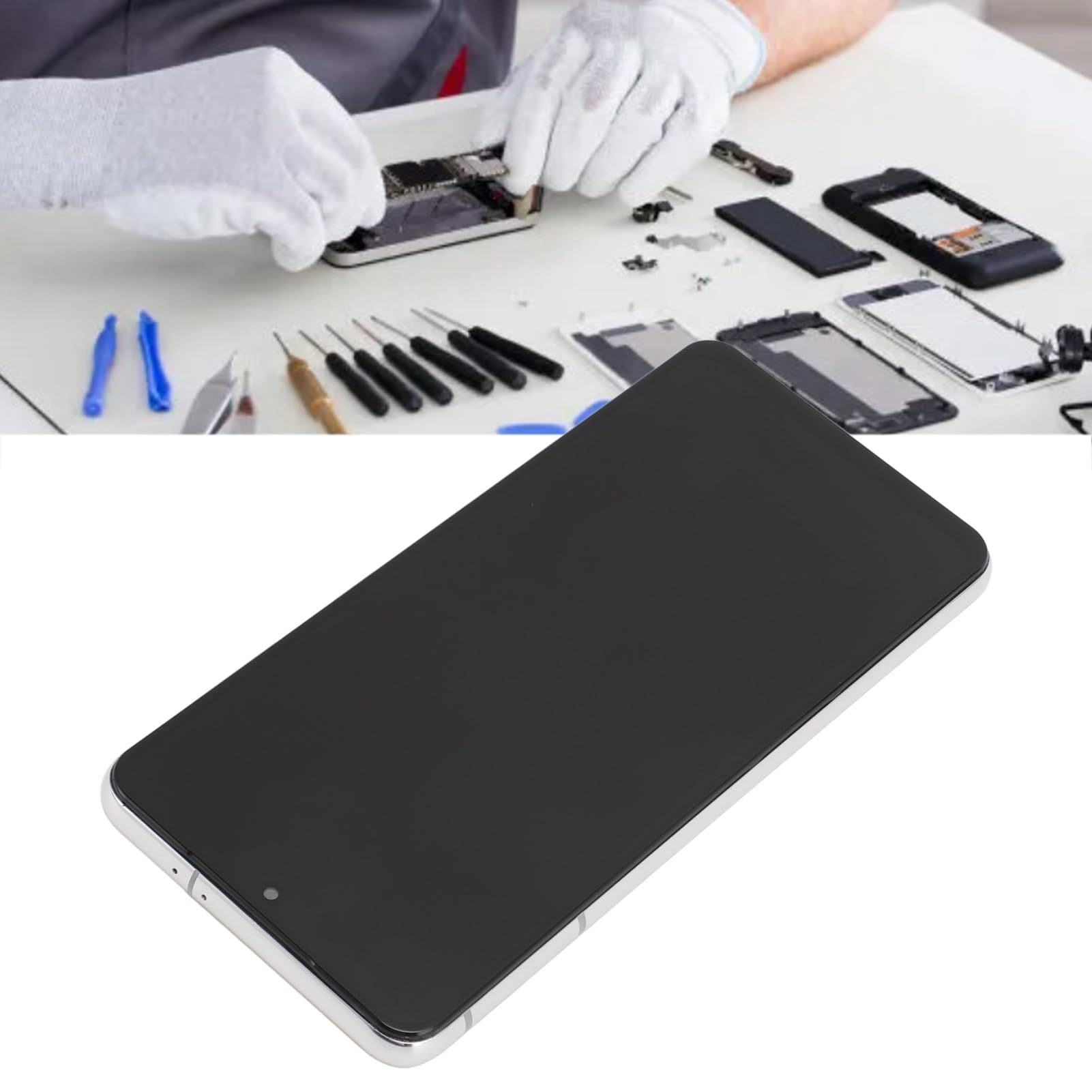 Generic Ekran Digitizera Telefonu, Wymiana Digitizera LCD o Wysokiej Czułości Telefonu, Trwała, Wysoka rozdzielczość do Naprawy (SILVER)
