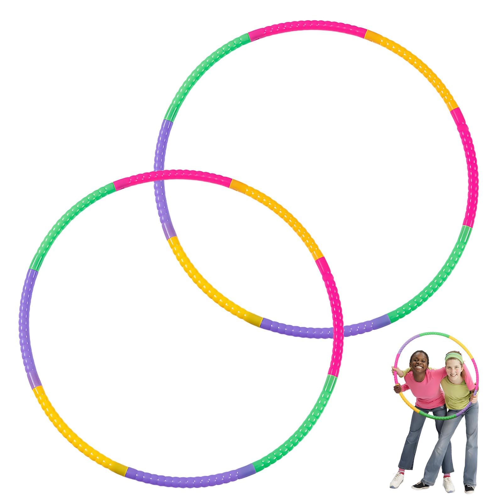2 pezzi 8 sezioni Hula Hoop pneumatici colorati hula hoop per bambini rimovibile Hoola Hoop bambini 8 anni per compleanno ragazze dai 3 4 5 6 7 8 9 anni