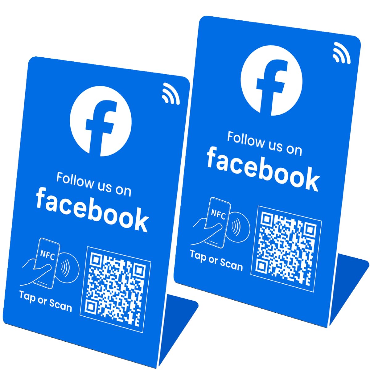 Follow us Stand, QR Code+NFC Tap, for Facebook, get More Follower, Dynamic QR Code, Compatible All Phones, Link can be Changed Anytime (2, Blue)