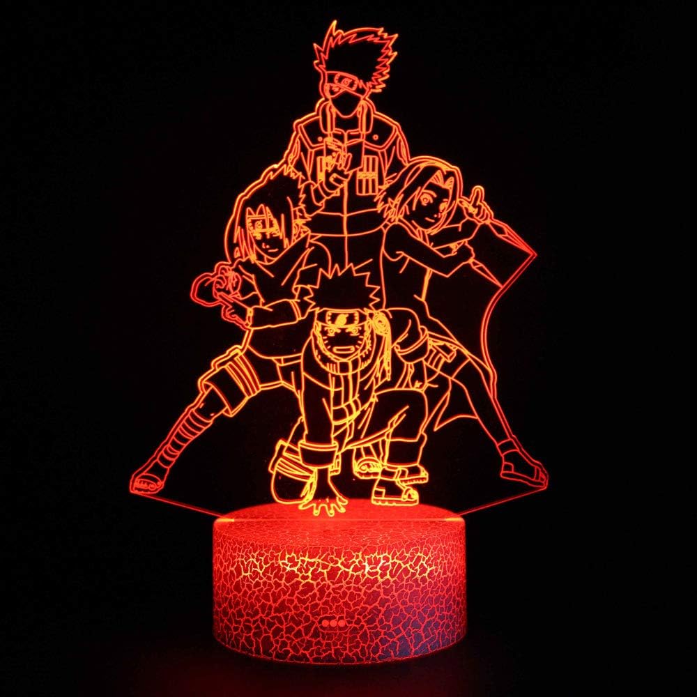 ZFDZ 3D lámpara noche luz 7 colores cambio USB energía como decoración del hogar luces para niños niñas niños bebé (Naruto 15)