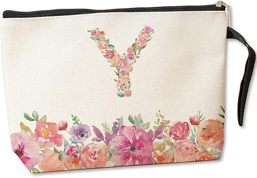 Bolsa de maquillaje con inicial, bolsa de regalo personalizada con monograma, adecuada para bodas, playa, vacaciones, regalo de cumpleaños para