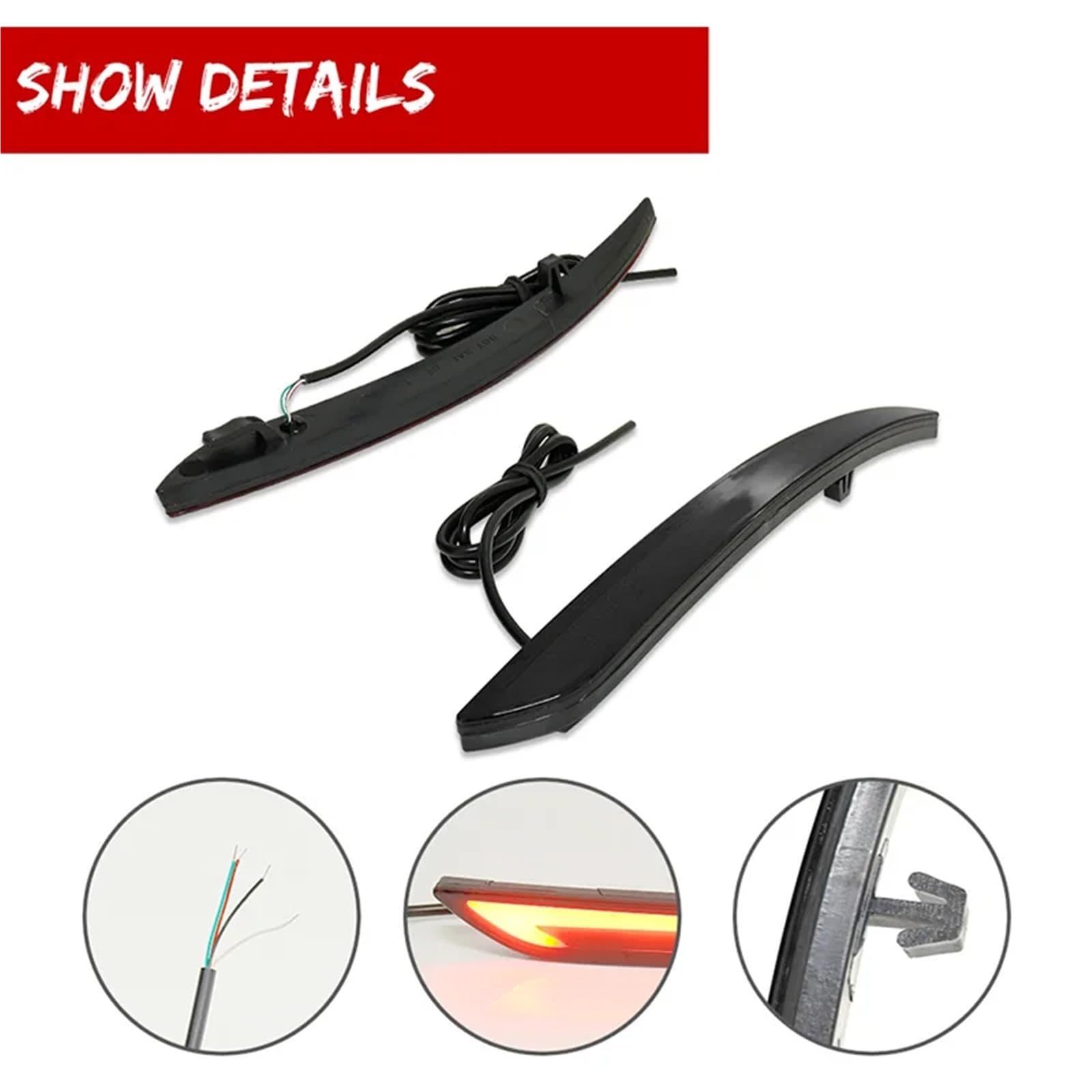 Pasuje do Ford Fusion Mondeo 2013-2018 tylne światło przeciwmgielne, światło tylne/hamowania, dynamiczny włączony kierunkowskaz czerwona dioda LED reflektor tylnego zderzaka(Smoke Lens)